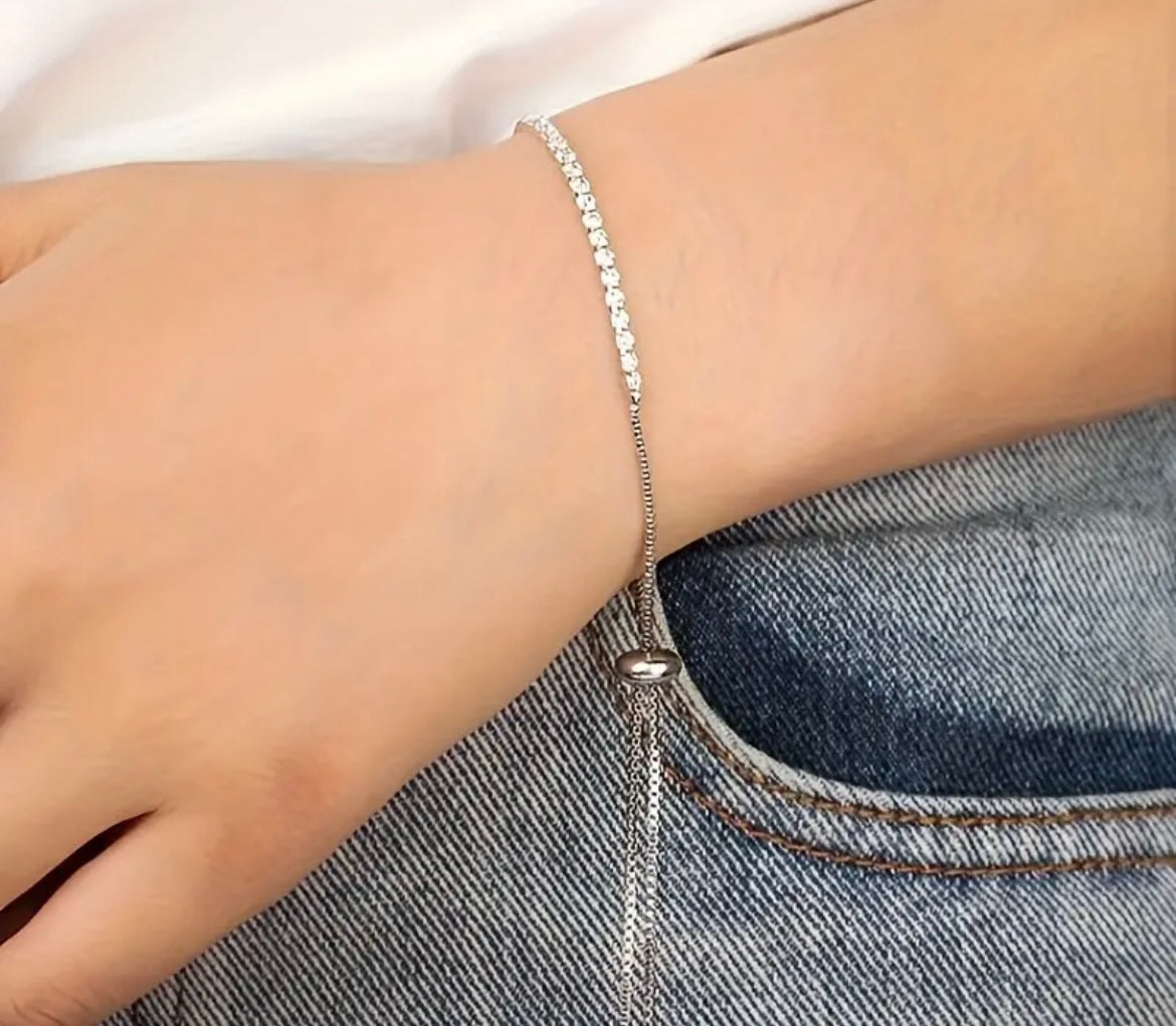 Silver Plated Adjustable Tennis Bracelet