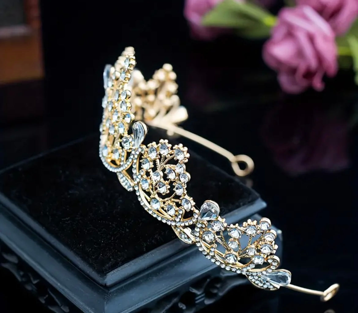 Yellow Gold Crystal Bridal Tiara