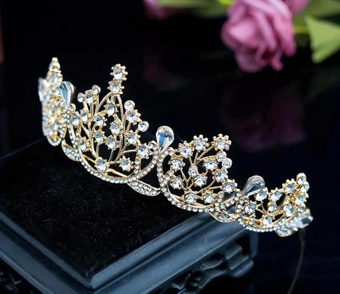 Yellow Gold Crystal Bridal Tiara