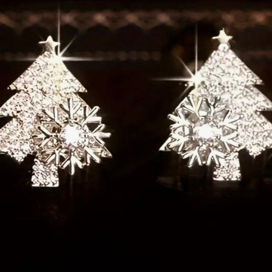 Silver Christmas Tree Earrings