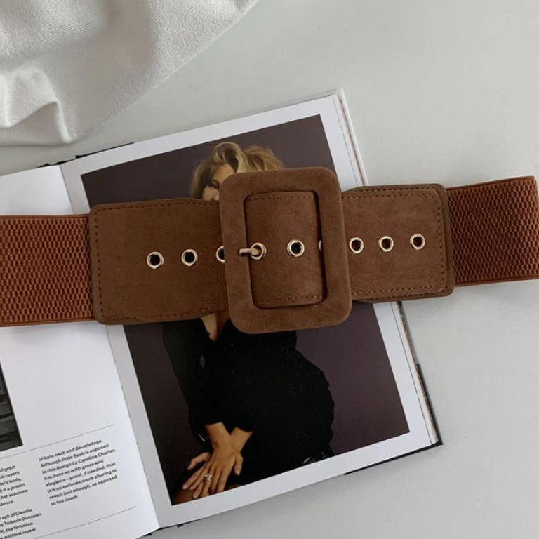 Elasticated Brown Buckle Belt