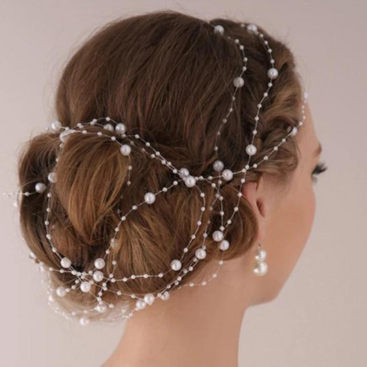Gold Bridal Pearl Hair Vine