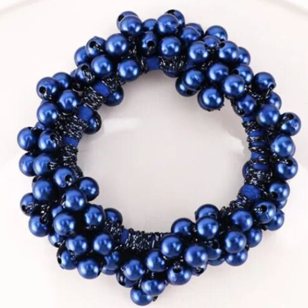 Navy Pearl Hair Scrunchie