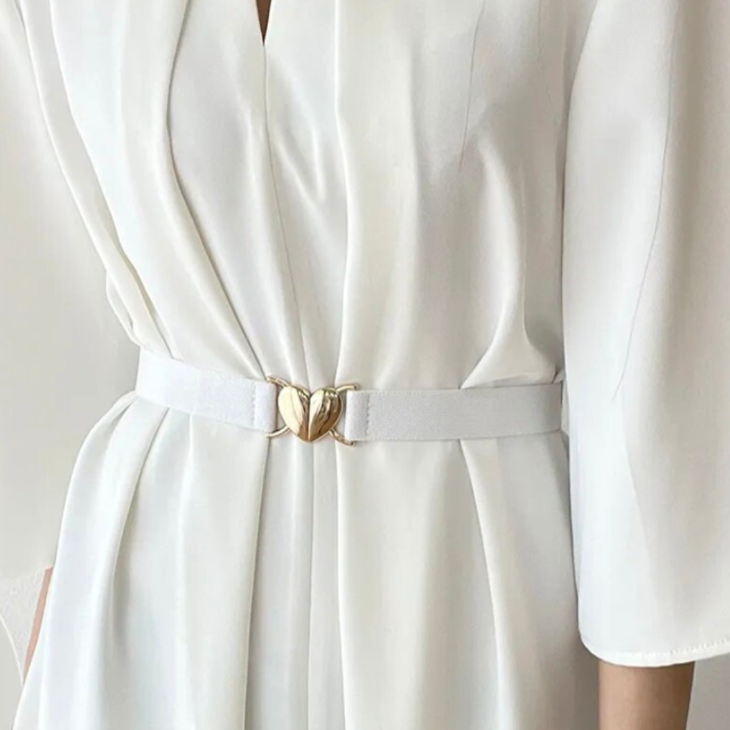 Elasticated White Heart Buckle Belt