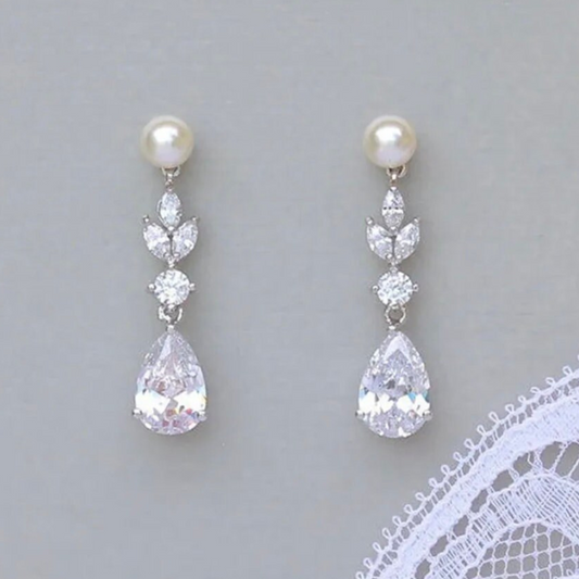 Silver Bridal Drop Earrings