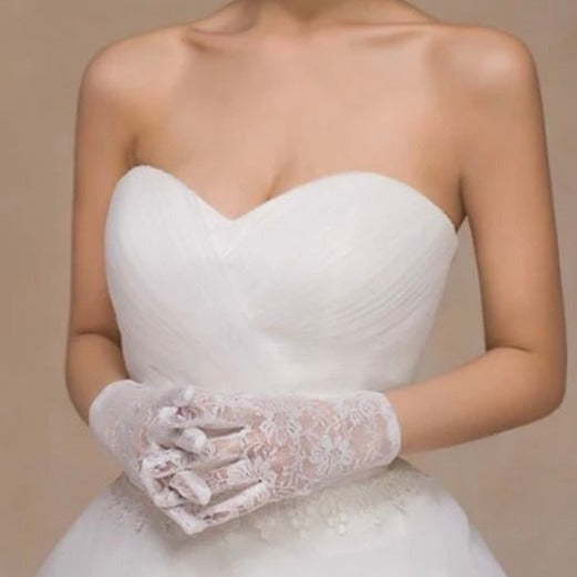 White Lace Bridal Gloves