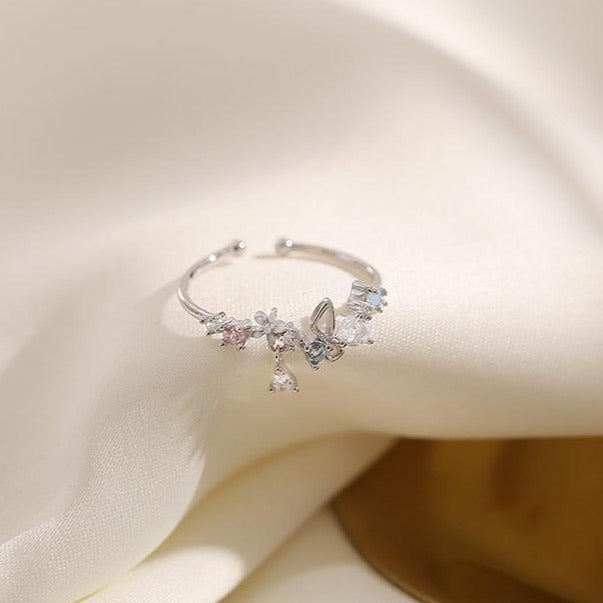 Sterling Silver Adjustable Bow Knot Flower Ring