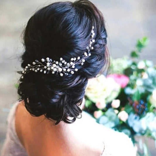 Silver Pearl Bridal Hair Vine Comb