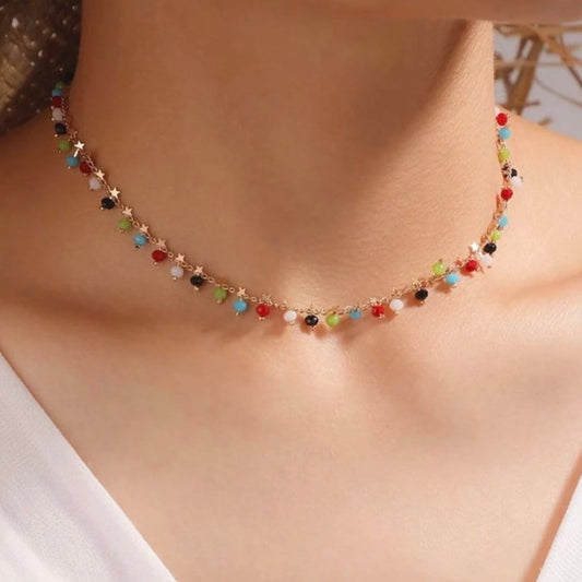 Multicoloured Beaded Choker Necklace