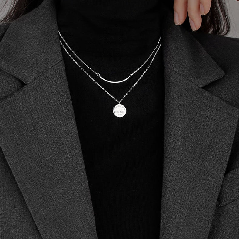 Victoria Cruz Genoveva sterling silver layering necklace white in heart  shape