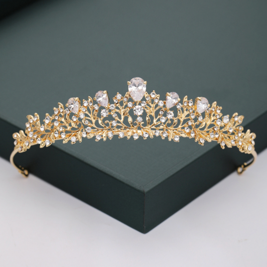 Gold Ornate Crystal Bridal Tiara