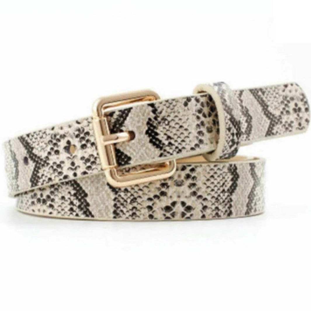 Snake Print Faux Leather Belt