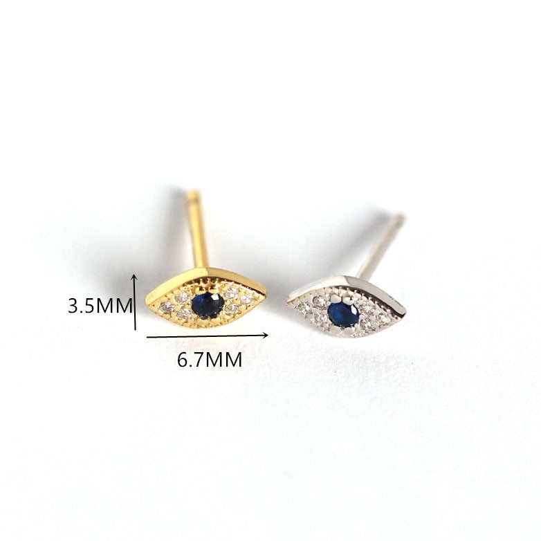 Gold Sterling Silver Evil Eye Stud Earrings