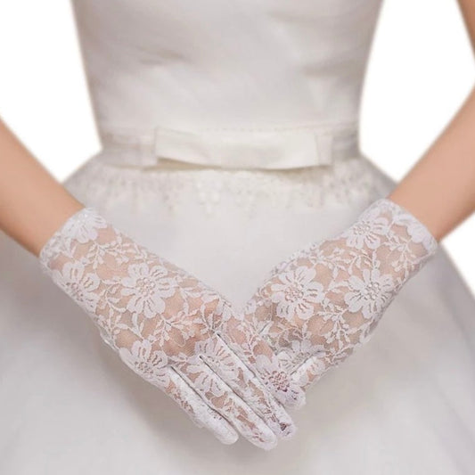 White Lace Bridal Gloves