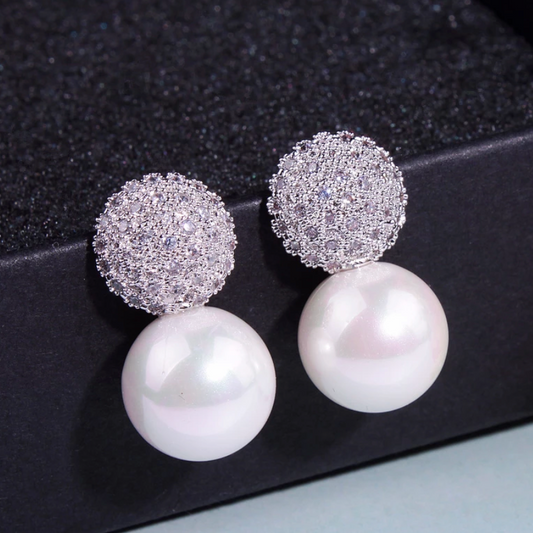 Pearl Cluster Bridal Earrings