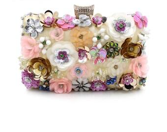 White Floral Clutch Bag