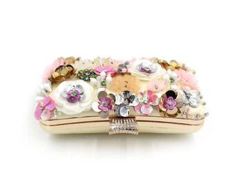 White Floral Clutch Bag