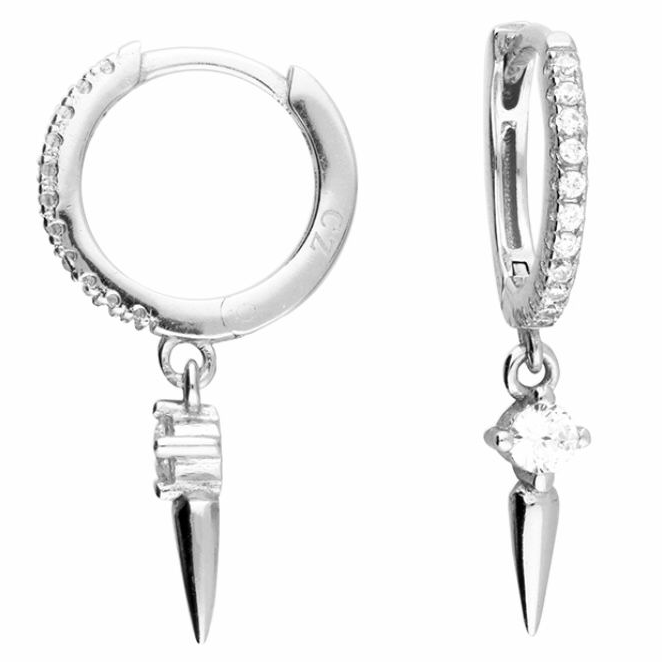 Sterling Silver Icicle Charm Hoop Earrings