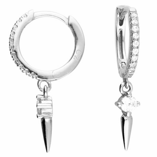 Sterling Silver Icicle Charm Hoop Earrings