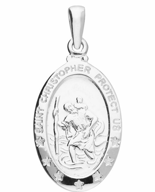 Sterling Silver St.Christopher Pendant Necklace