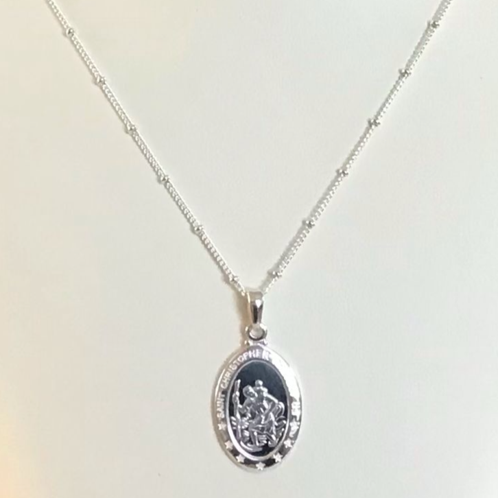 Sterling Silver St.Christopher Pendant Necklace