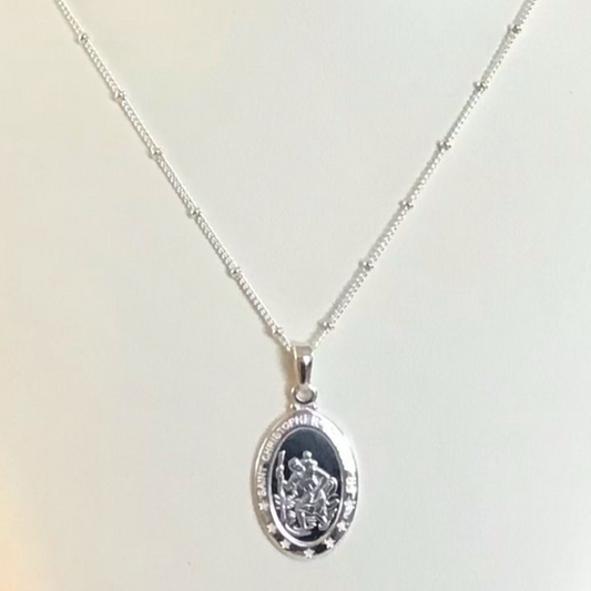 Sterling Silver St.Christopher Pendant Necklace