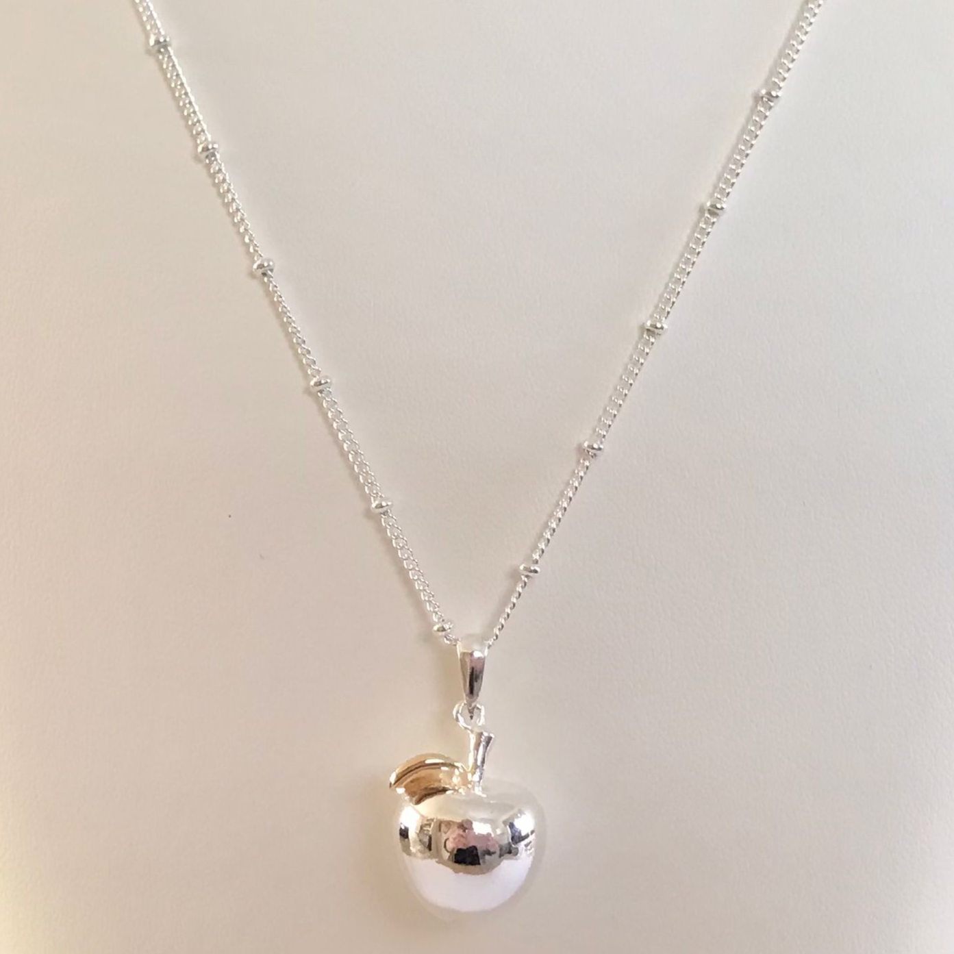 Sterling Silver Apple Pendant Necklace