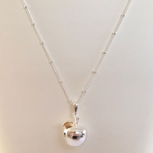 Sterling Silver Apple Pendant Necklace