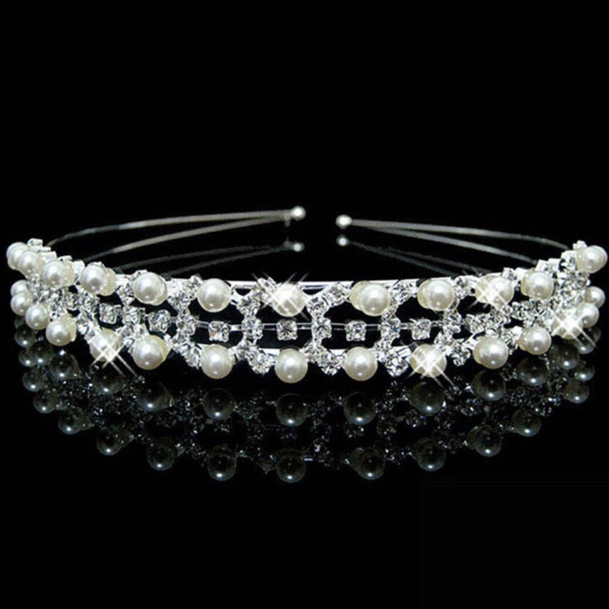 Silver Pearl and Crystal Bridal Tiara